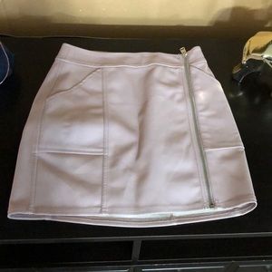 Blush pink zip up high waisted skirt with pockets